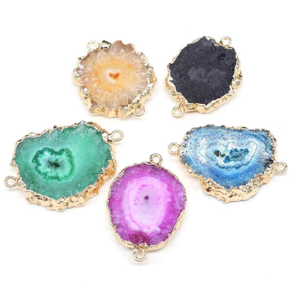 4105 Natural Agate Crystal Druzy Connectors Pearl Links Jewelry Connectors